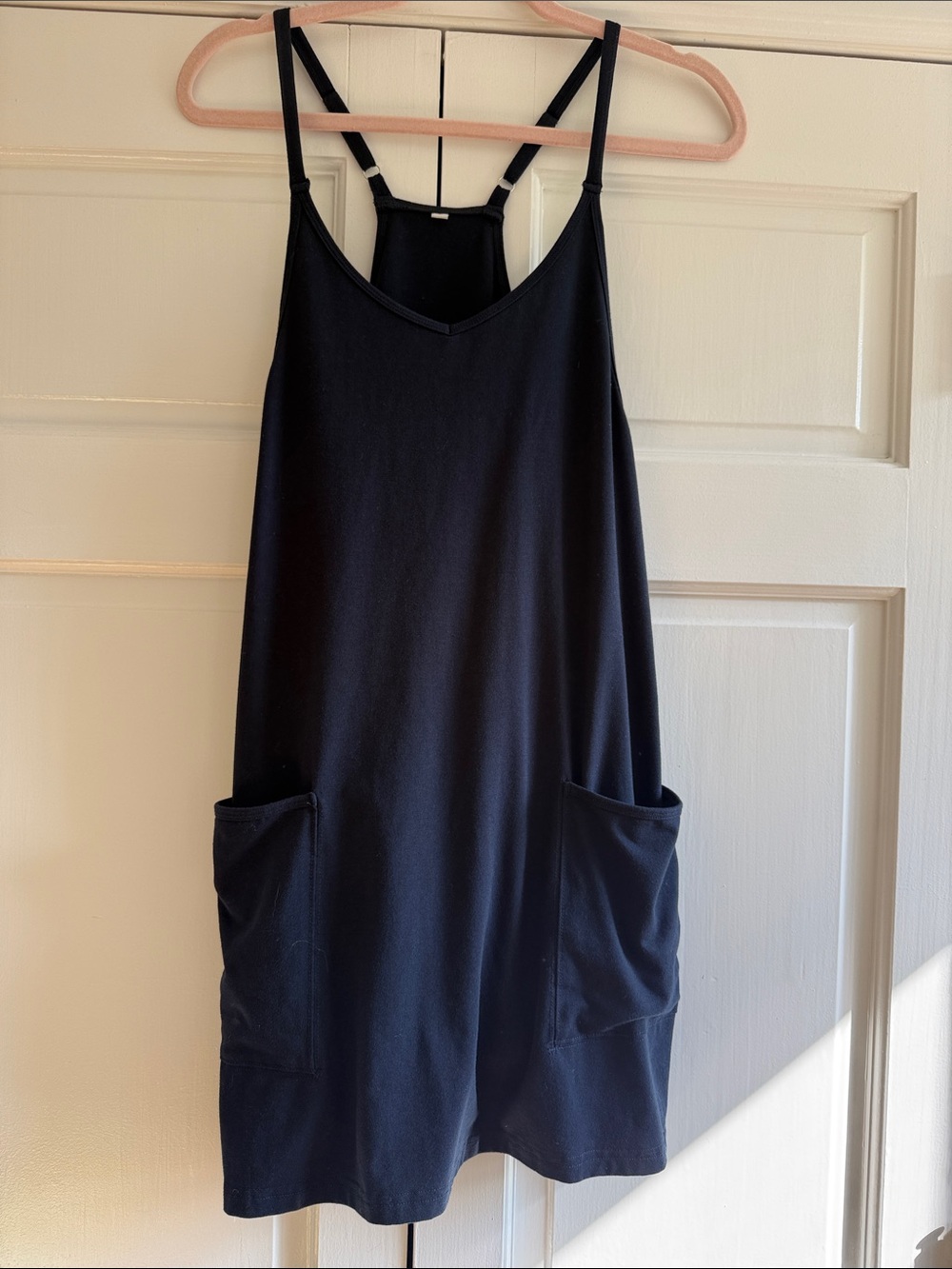Navy Sleeveless Athletic Dress with Front Pockets
